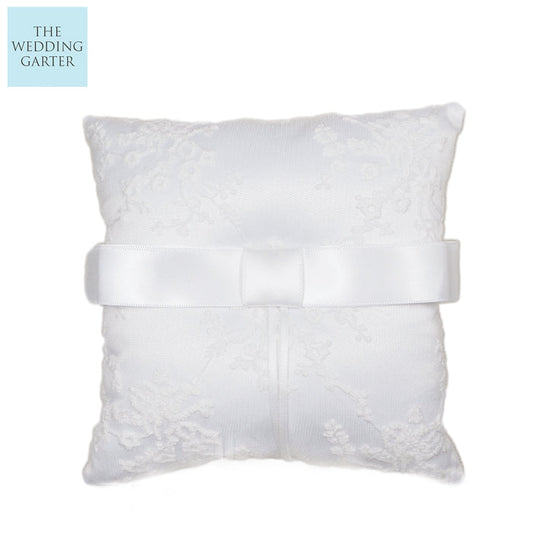 white wedding ring pillow