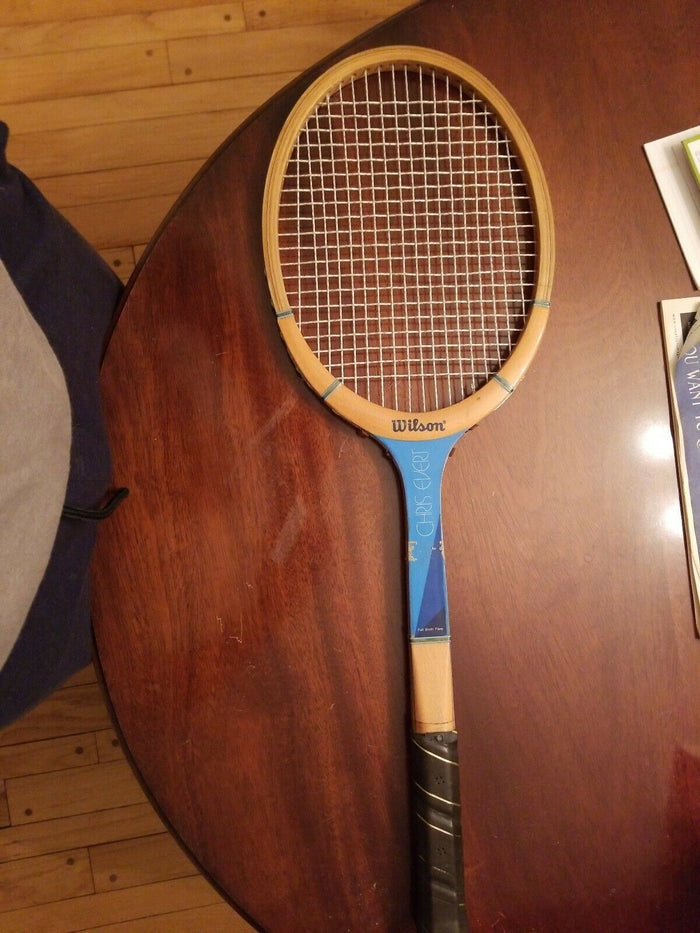 Wilson Chris Evert Wood tennis racket - Diamonds Sapphires Rubies Emeralds