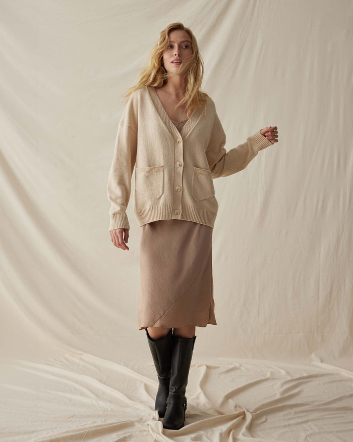 Women's Alexa Cardigan in Mole (Brown) | Richer Poorer