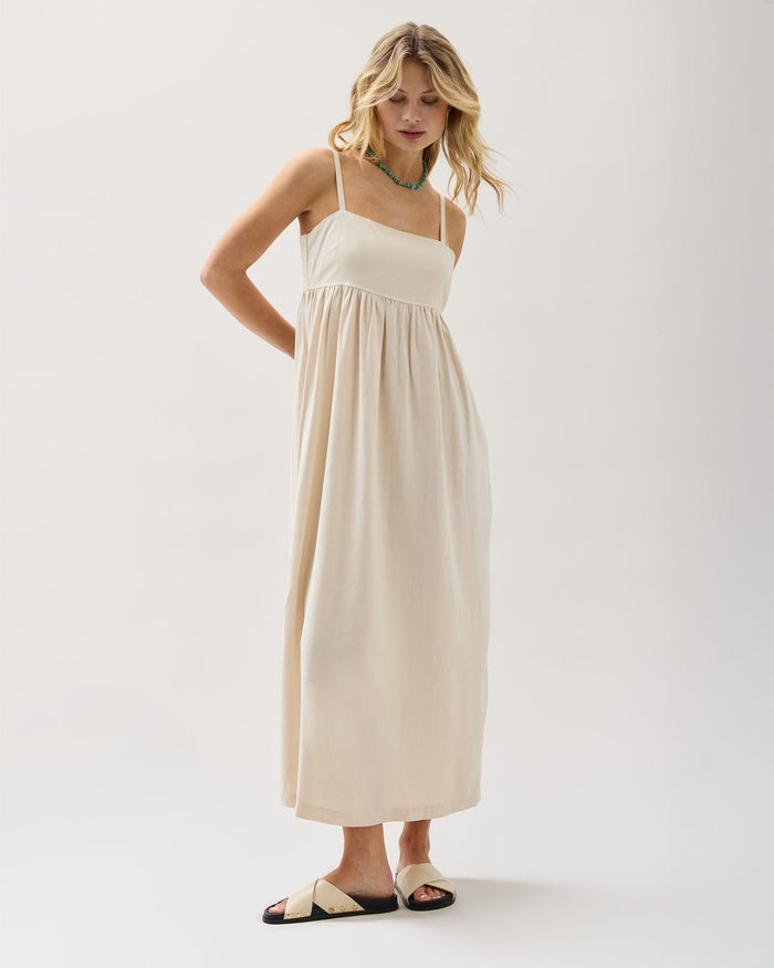 Women's Linen Maxi Dress in Black | Richer Poorer