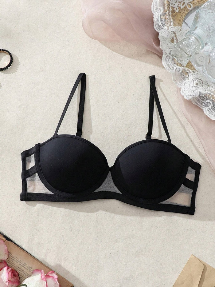 Women's Mesh Splice Bra With Steel Ring