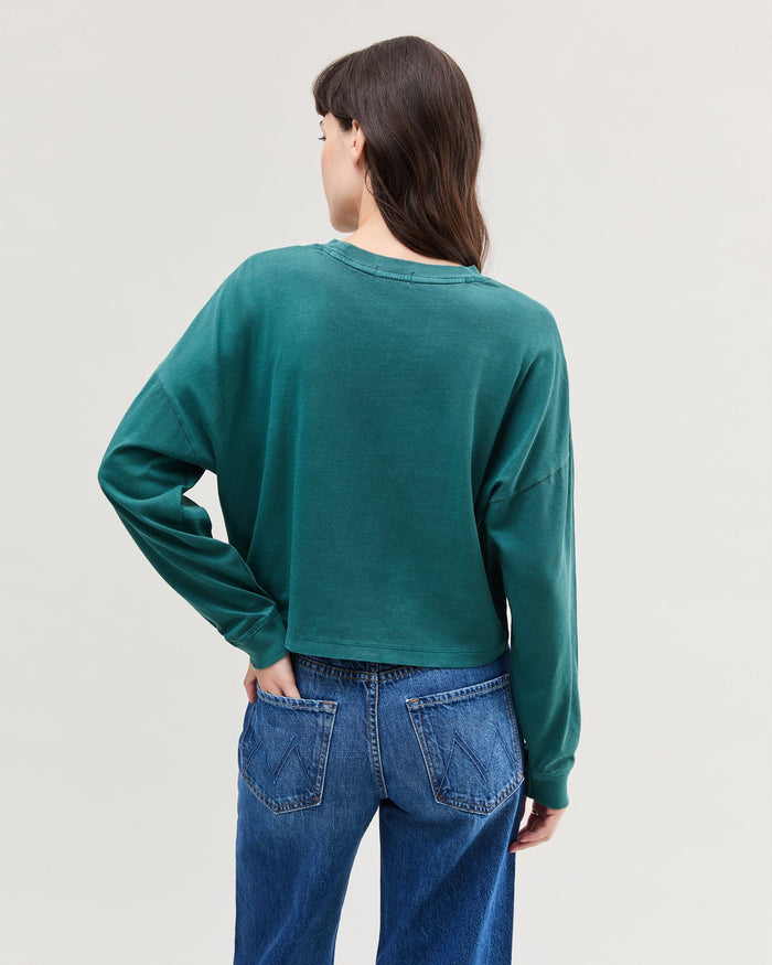 Women's Relaxed Crop Long Sleeve Tee in Bone (White) | Richer Poorer