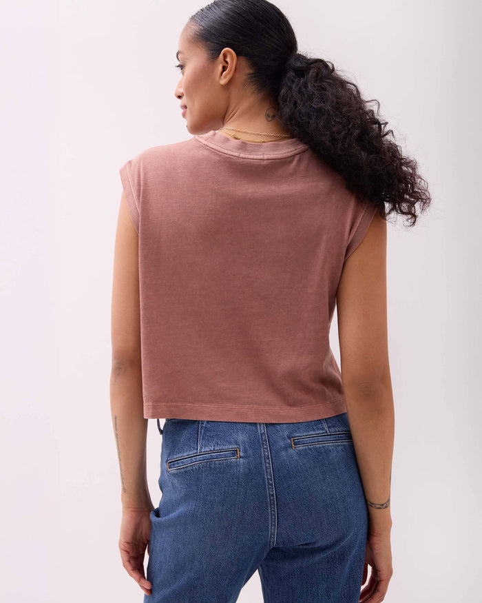Womens Relaxed Muscle Tee - Pigment Dye Jersey - Russet