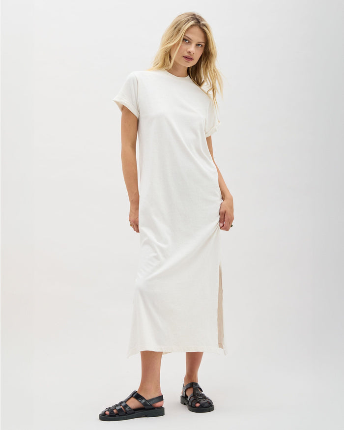 Women's Relaxed Tee Dress in Bone (White) | Richer Poorer