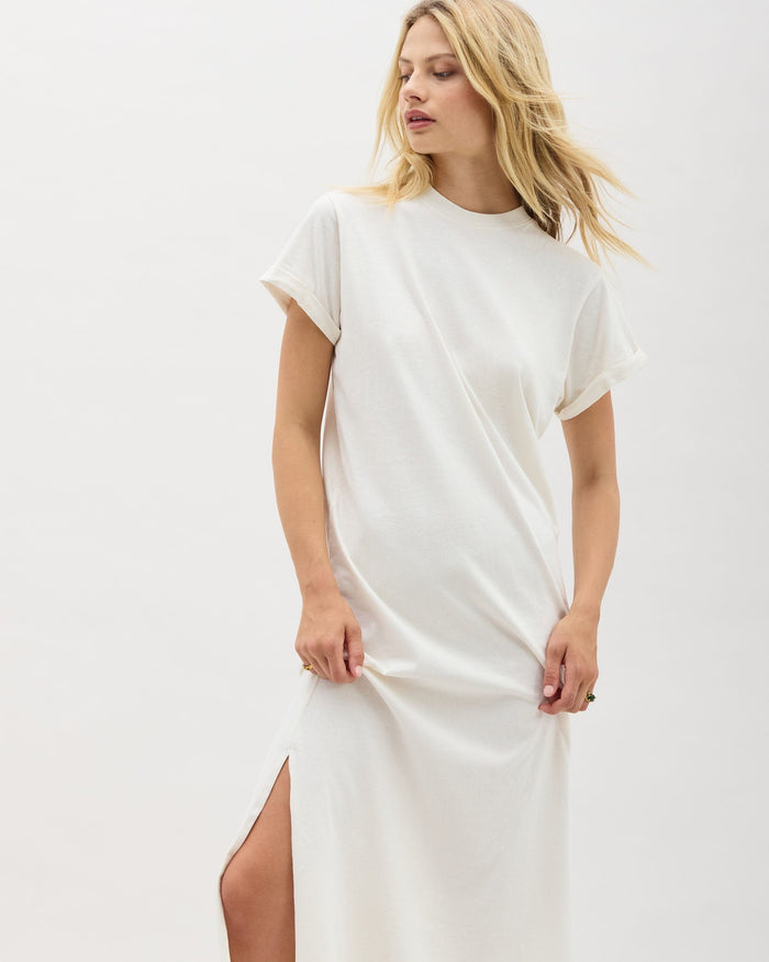 Women's Relaxed Tee Dress in Bone (White) | Richer Poorer
