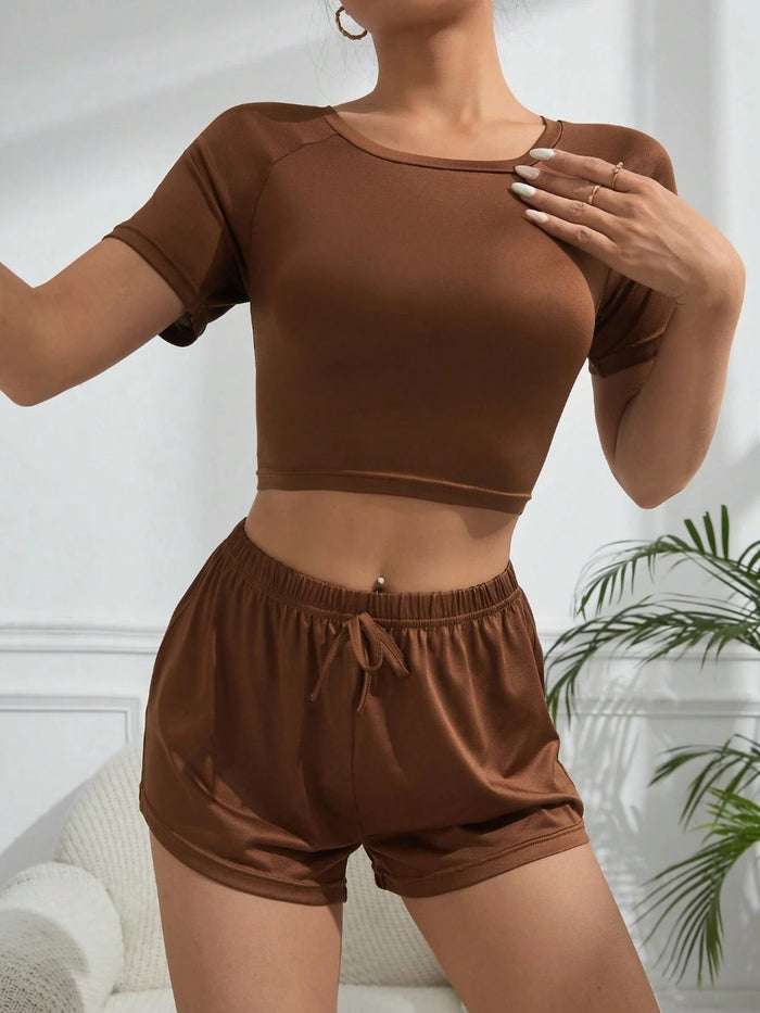 Women's Solid Color Casual Home Wear Set