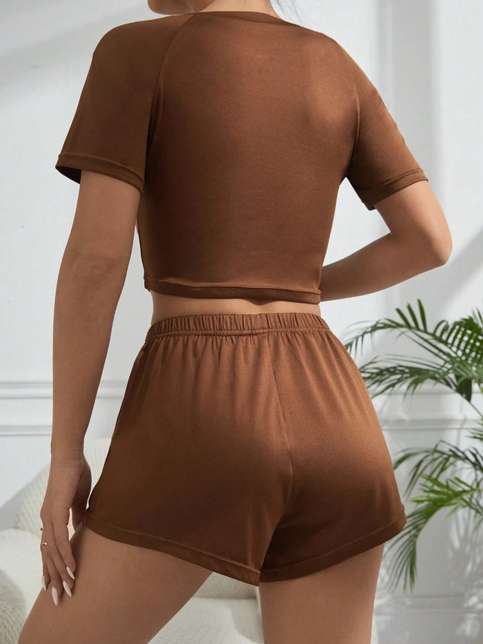 Women's Solid Color Casual Home Wear Set
