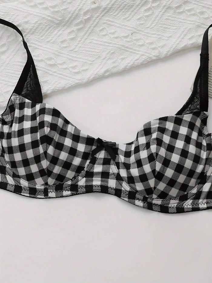 Women's Thin Printed Push Up Bra Underwired Bra And Panties Set