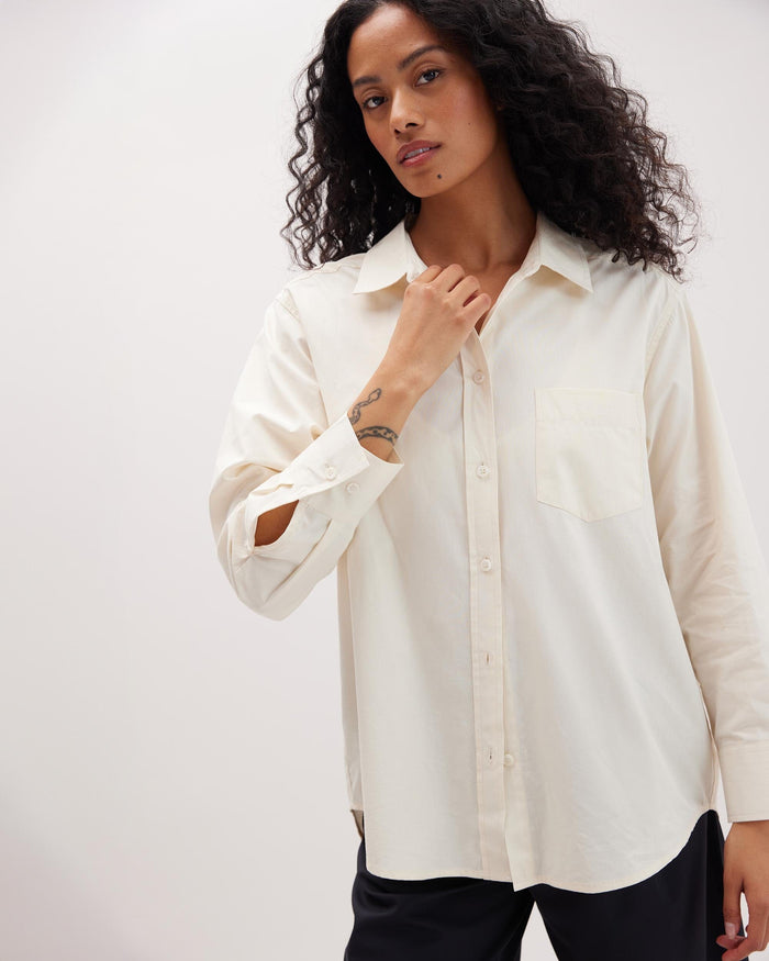 Women's Venice Button Up Shirt in Russet Sage Stripe (Brown) | Richer Poorer