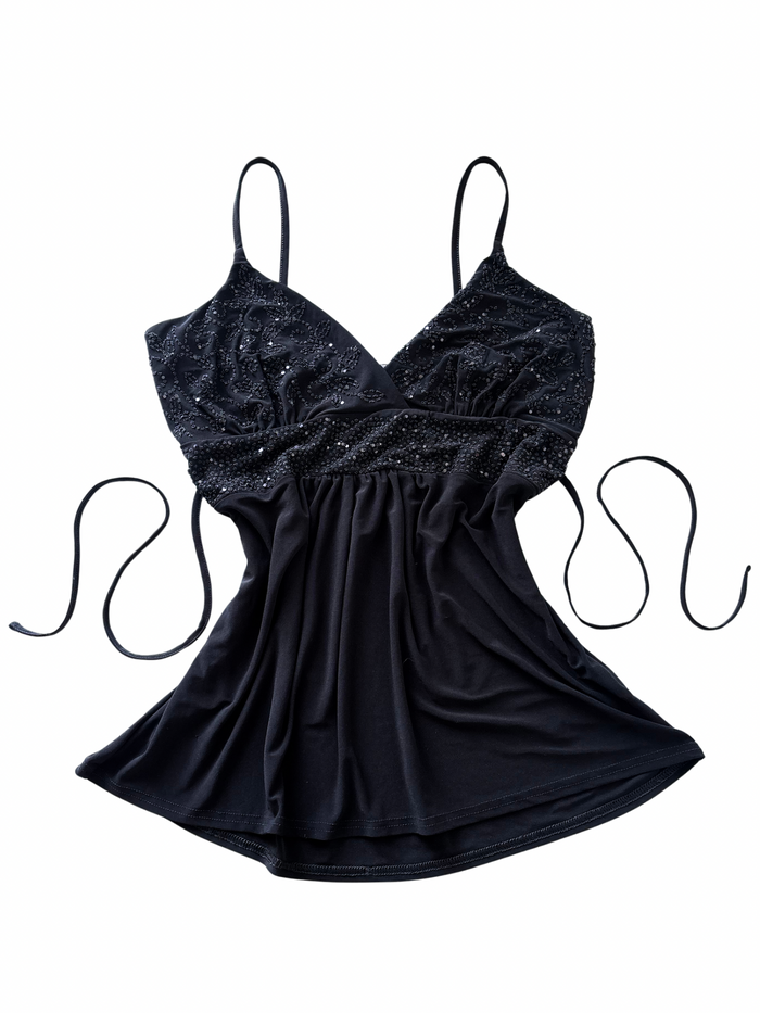 Y2K McBling Beaded & Sequin Cami Top