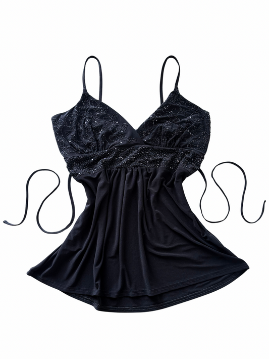 Y2K McBling Beaded & Sequin Cami Top