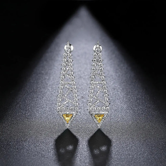 Yellow CZ Diamond Designer Bridal Earrings Australia - The Wedding Garter