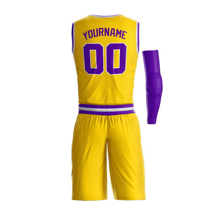 Yellow-Purple Custom Basketball Jerseys  and Shorts Team Uniform Set