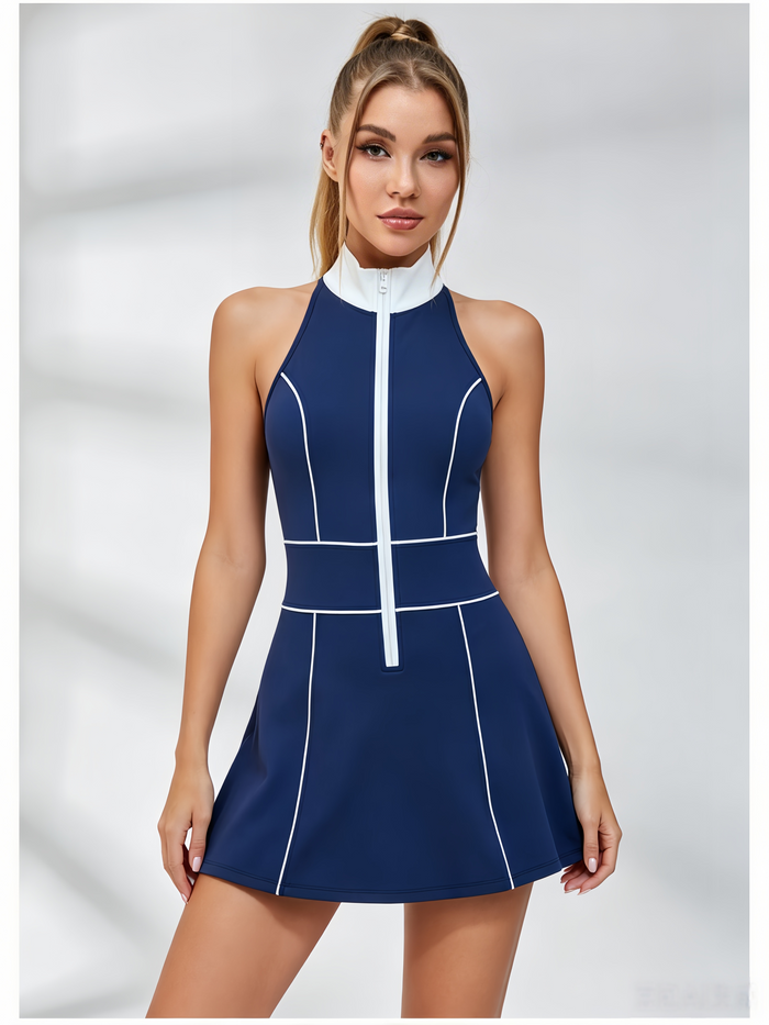 Zipper Stripe Tennis Dress