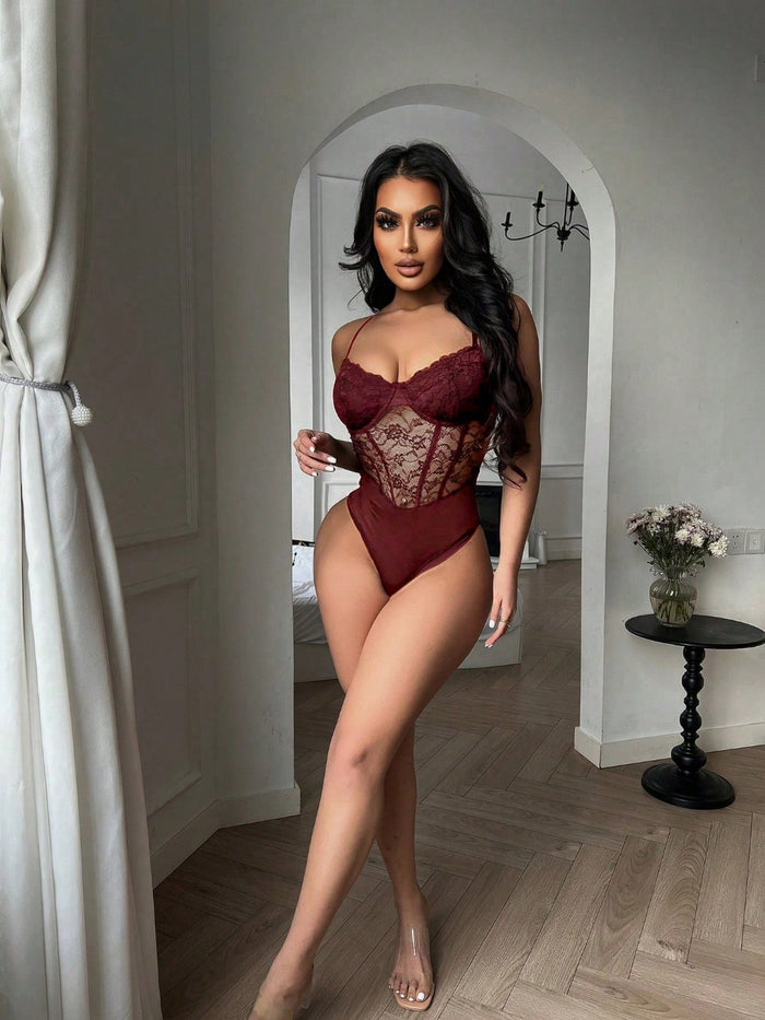 Zolique Lace Patchwork Sheer Camisole Camisole